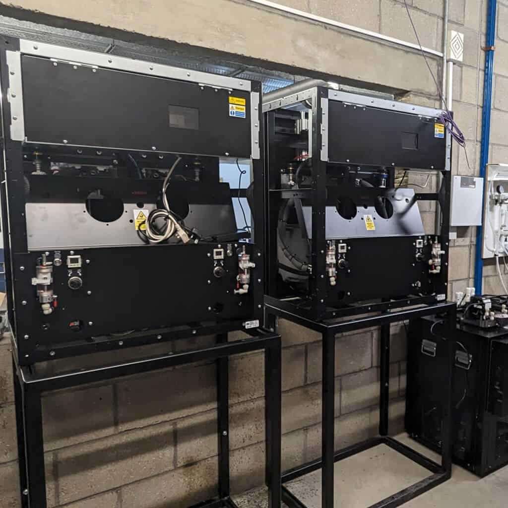 A behind the scenes shot of a 2 unit EBar Beerwall during the installation process