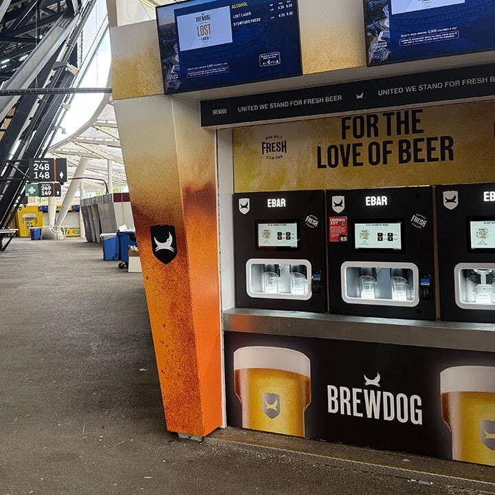 Brewdog branded 3-unit Beerwall at the London Stadium, West Ham Utd FC